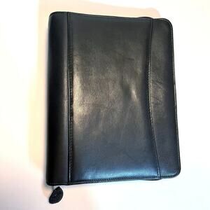 Franklin Covey Binder Full Zip Organizer Black Leather 10 x 8